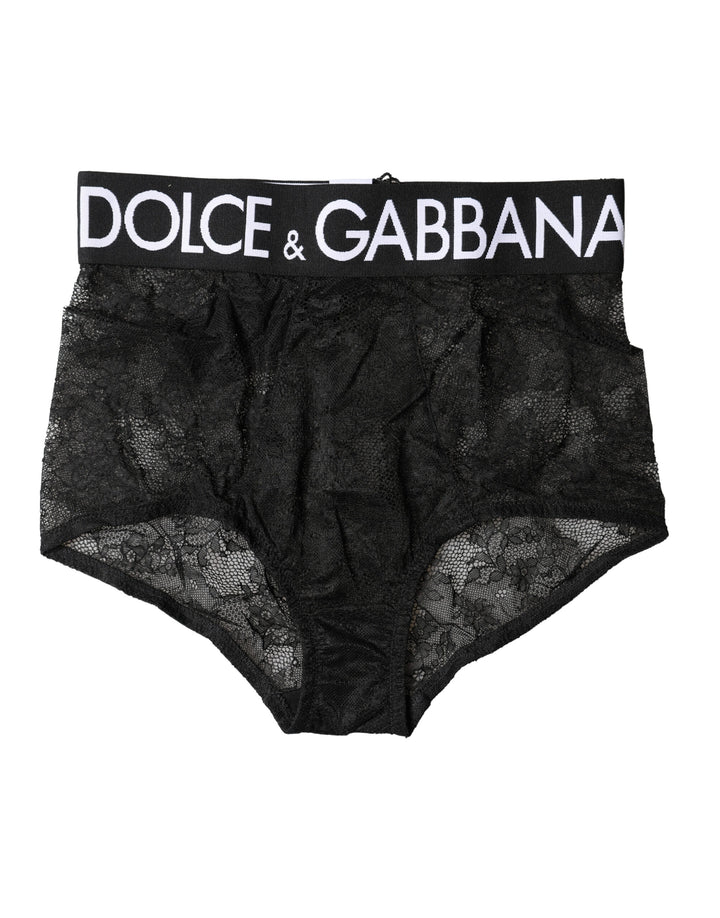 Dolce &amp; Gabbana Black Logo Girdle High Waist Panty Underwear