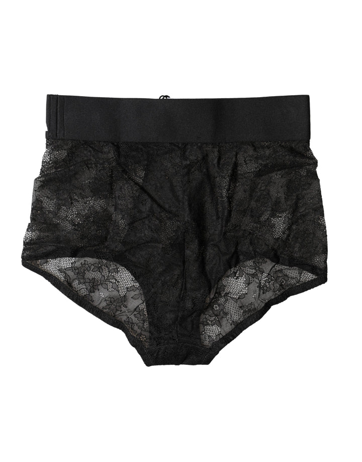 Dolce &amp; Gabbana Black Logo Girdle High Waist Panty Underwear