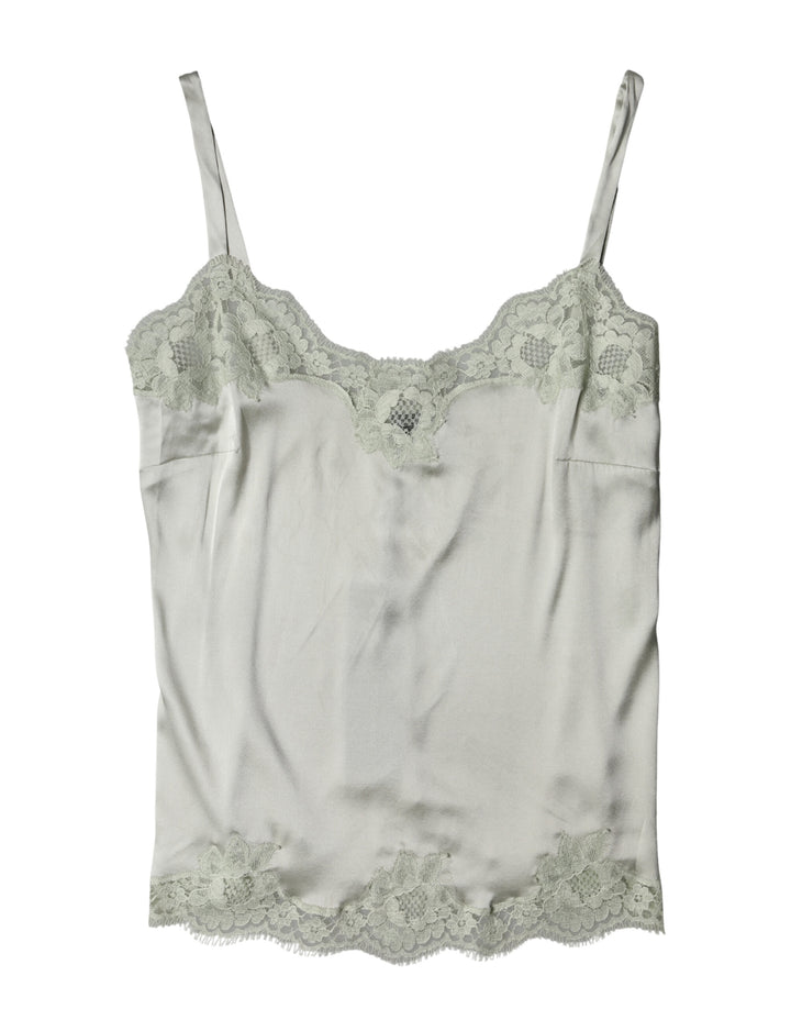 Dolce &amp; Gabbana Light Green Floral Lace Lingerie Top Underwear