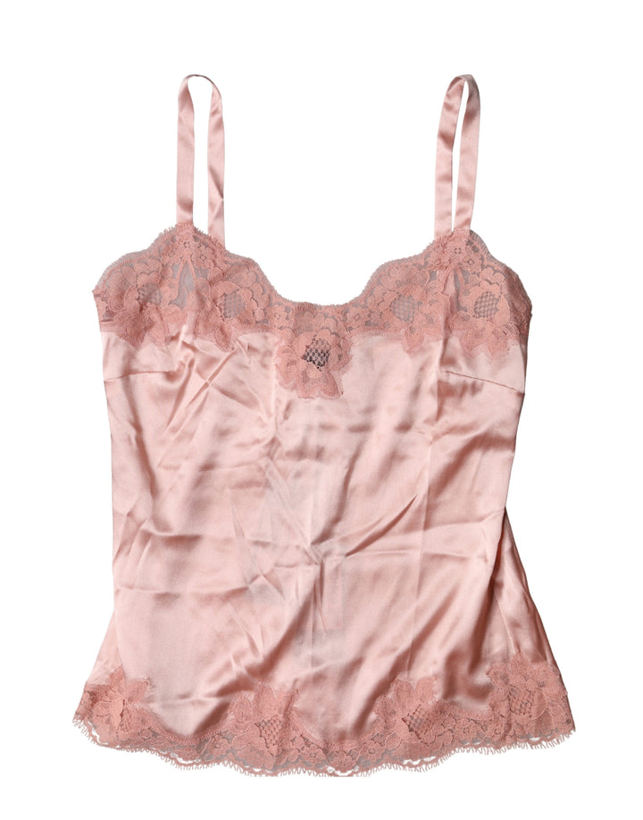 Dolce &amp; Gabbana Light Pink Floral Lace Lingerie Top Underwear