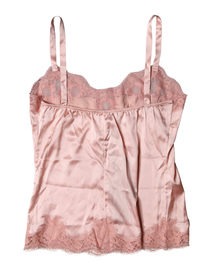 Dolce &amp; Gabbana Light Pink Floral Lace Lingerie Top Underwear
