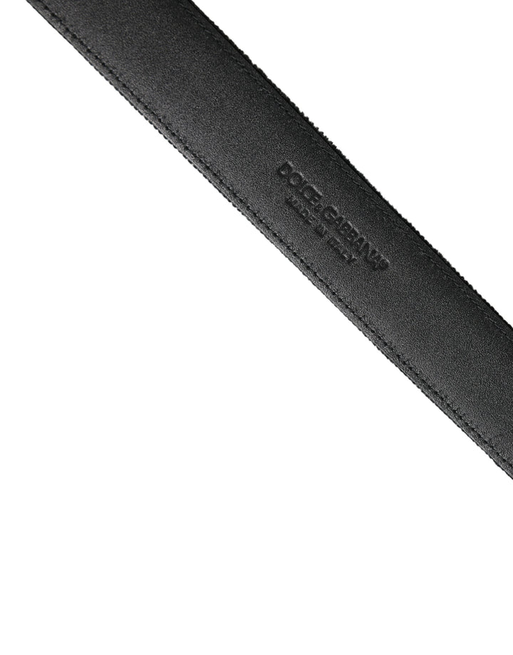 Dolce &amp; Gabbana Black Suede Silver Tone Metal Buckle Men Belt