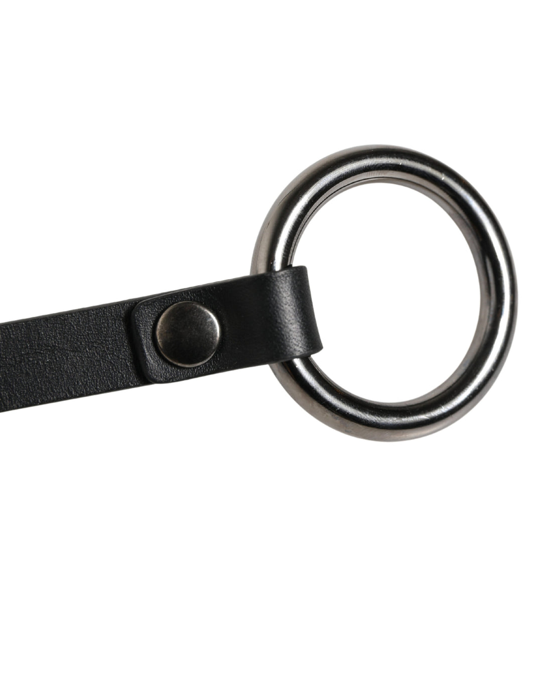 Dolce &amp; Gabbana Black Leather Silver Chain Waist Men Belt