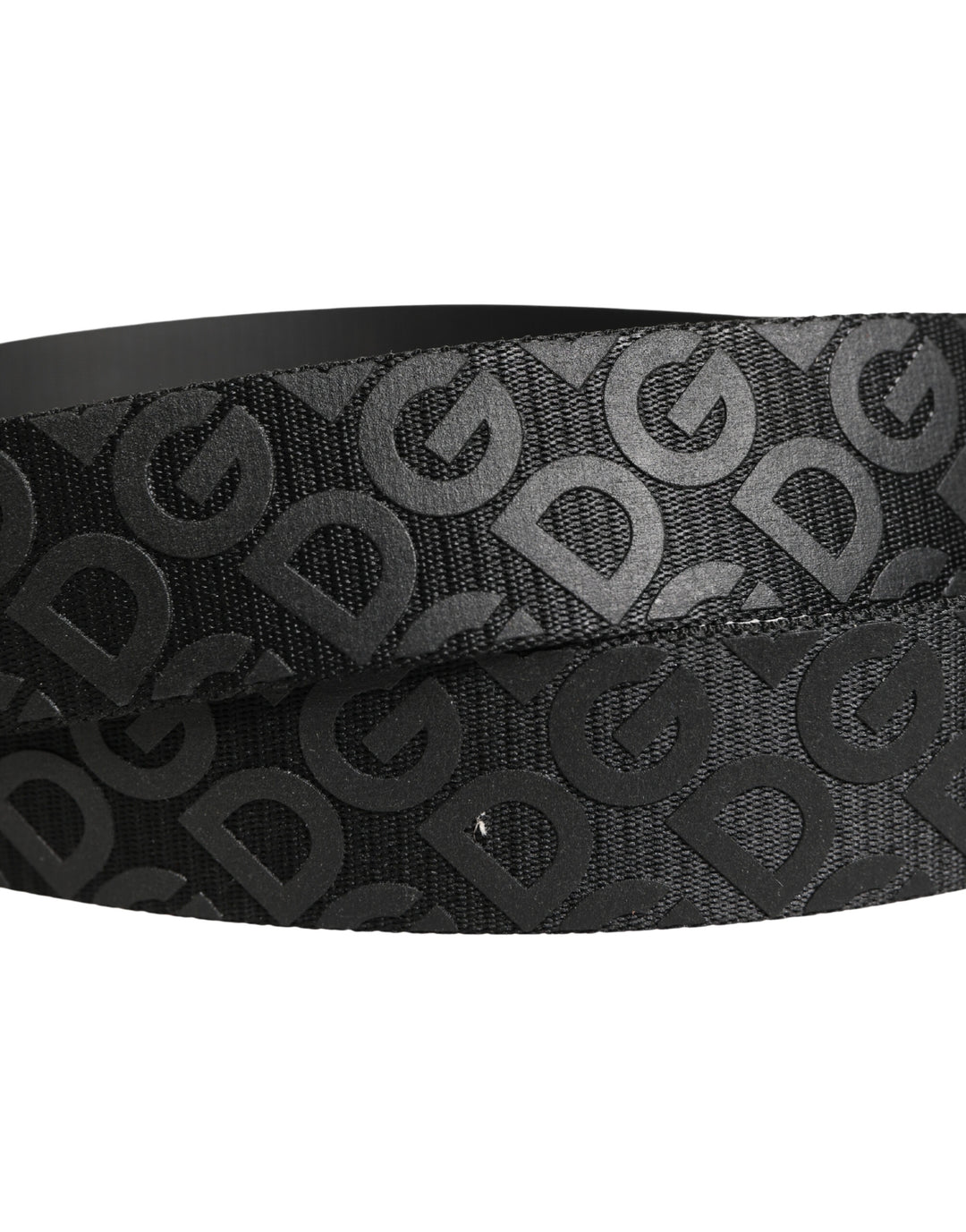 Dolce &amp; Gabbana Black Logo Monogram Silver Metal Buckle Belt
