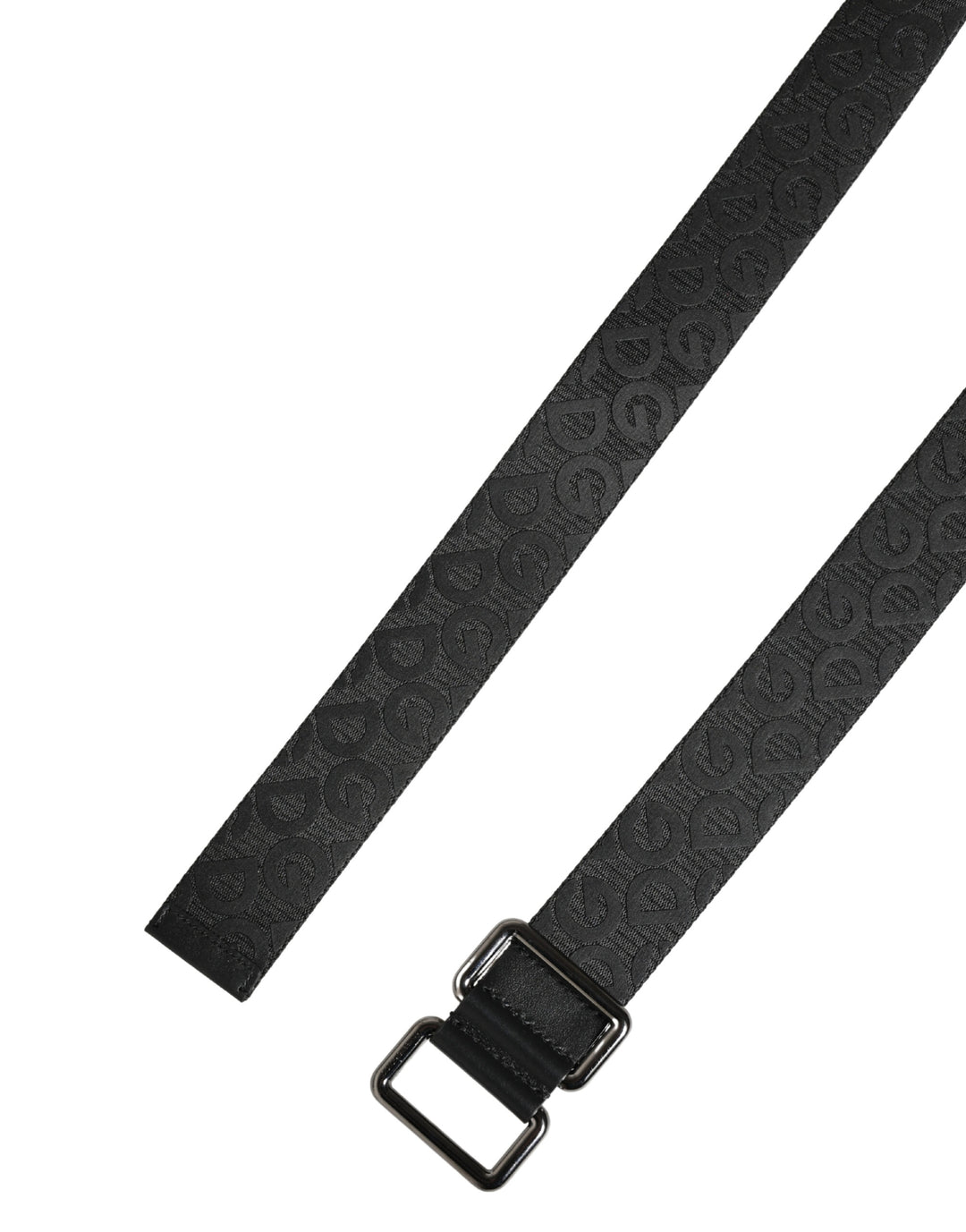 Dolce &amp; Gabbana Black Logo Monogram Silver Metal Buckle Belt