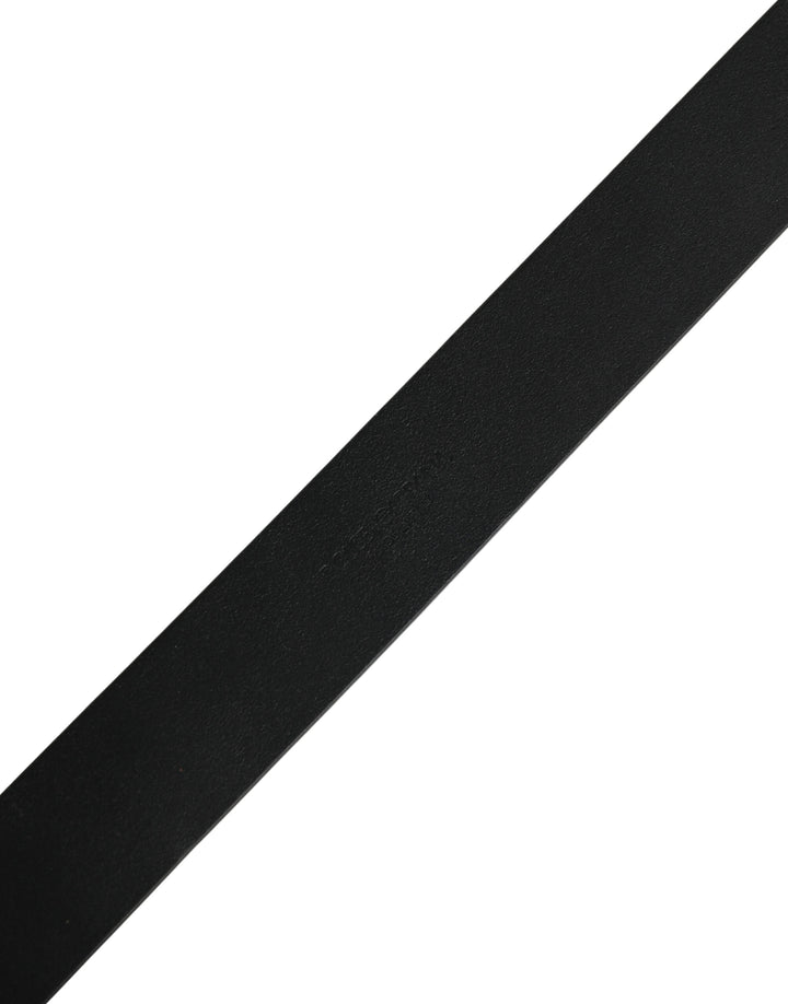 Dolce &amp; Gabbana Black Calf Leather Gold Metal Buckle  Belt