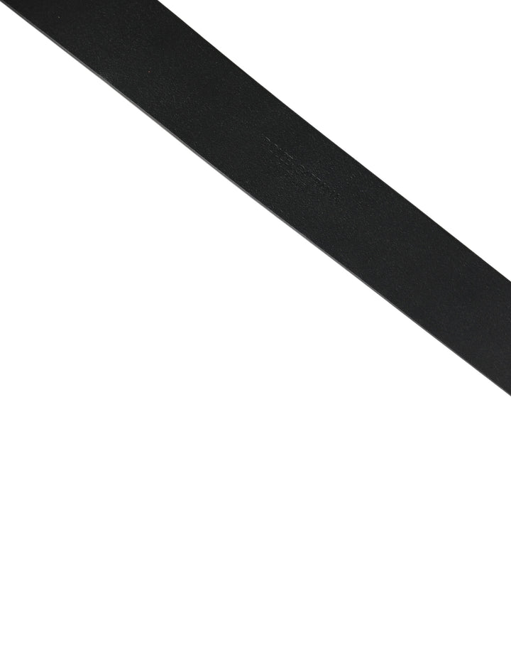 Dolce &amp; Gabbana Black Calf Leather Gold Metal Buckle  Belt