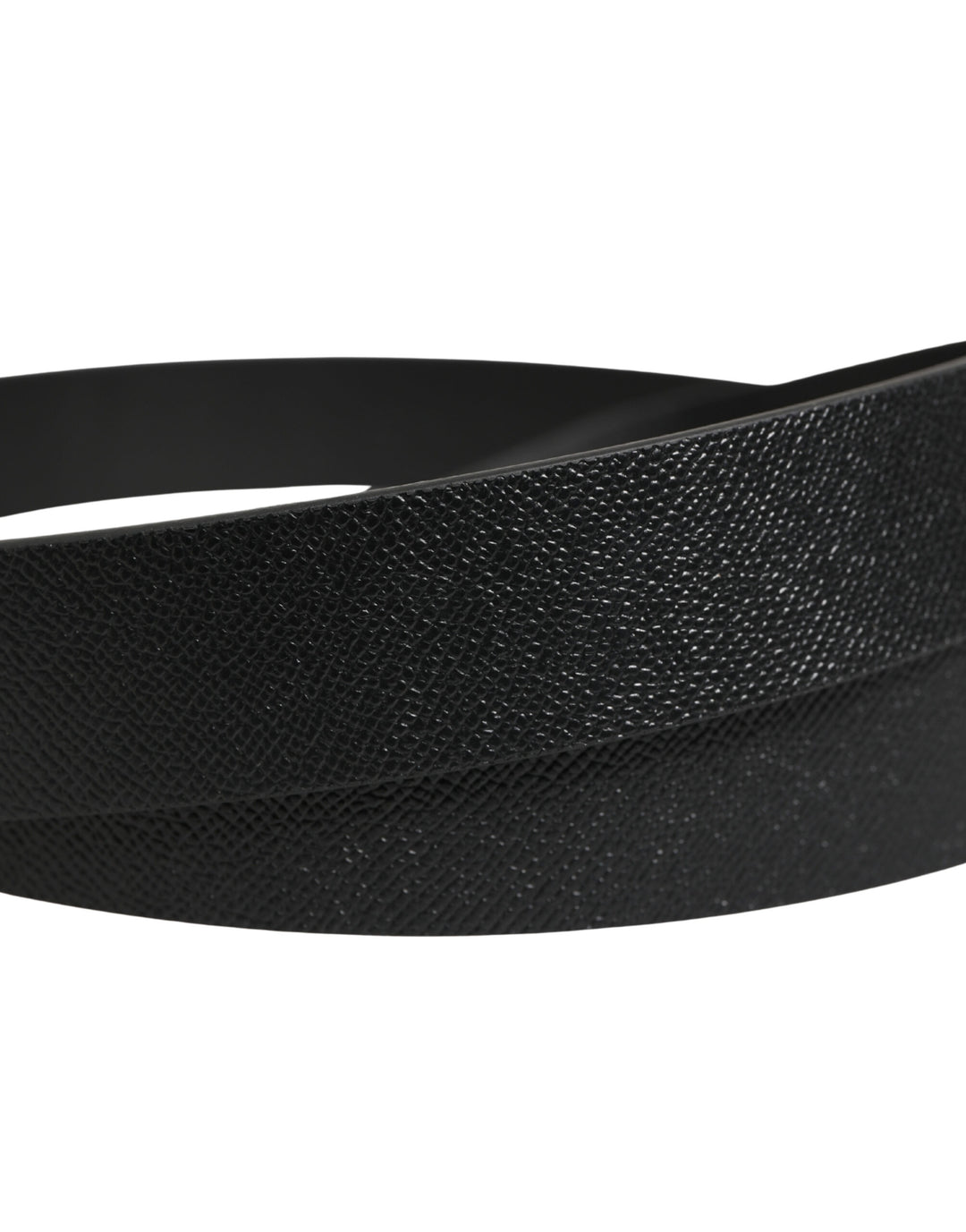 Dolce &amp; Gabbana Black Calf Leather Silver Metal Buckle Belt