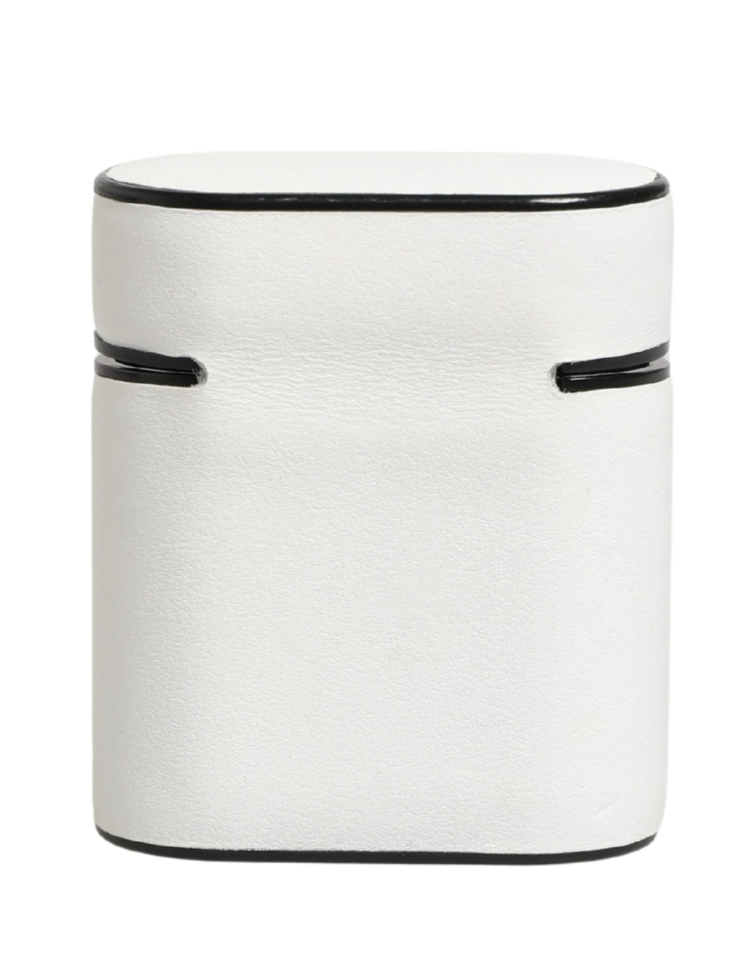 Dolce &amp; Gabbana White Calf Leather Logo Print Flip Holder  Airpods Case