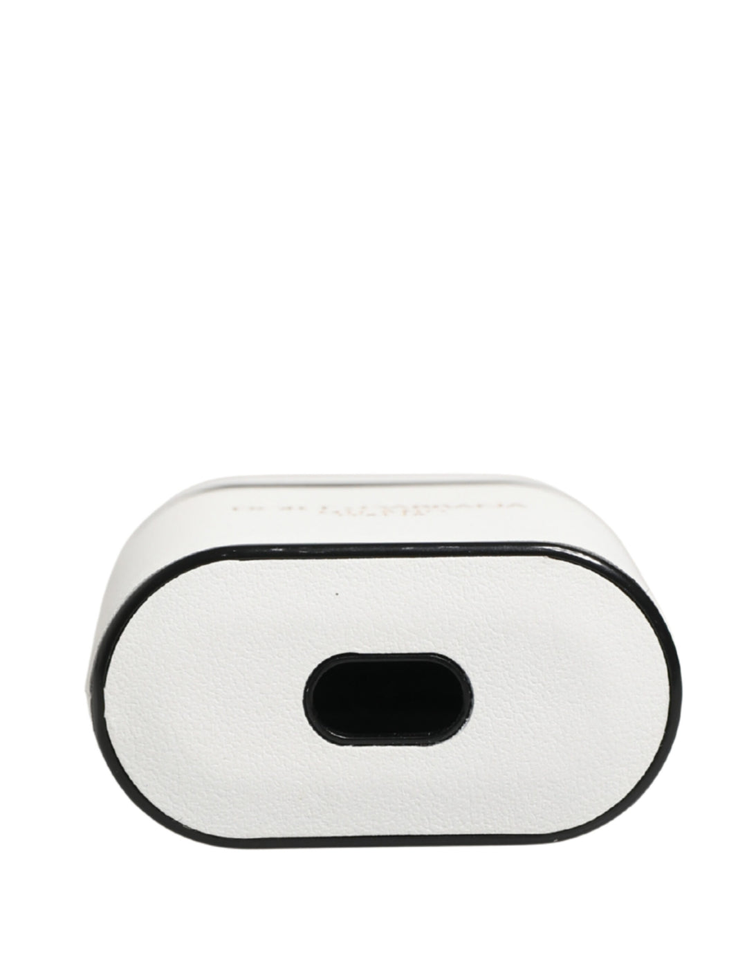 Dolce &amp; Gabbana White Calf Leather Logo Print Flip Holder  Airpods Case