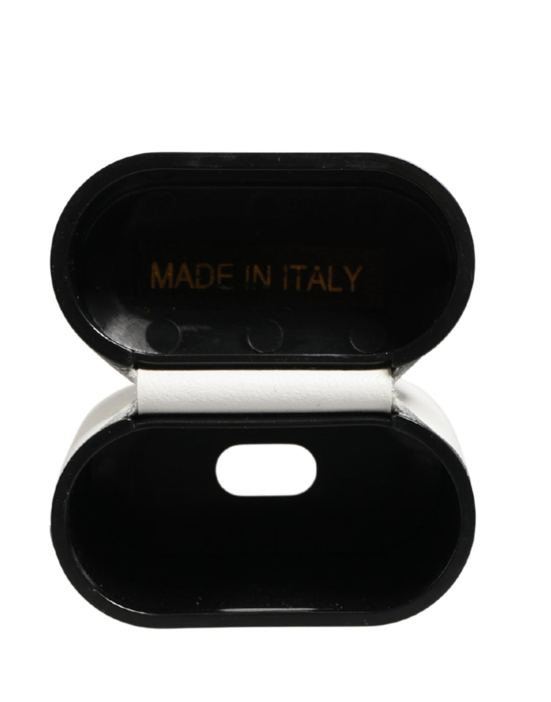 Dolce &amp; Gabbana White Calf Leather Logo Print Flip Holder  Airpods Case