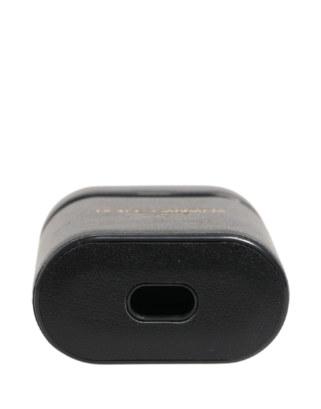 Dolce &amp; Gabbana Black Calf Leather Logo Print Flip Holder Airpods Case