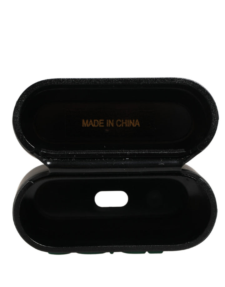 Dolce &amp; Gabbana Black PVC Embossed Logo Flip Holder Women Airpods Case
