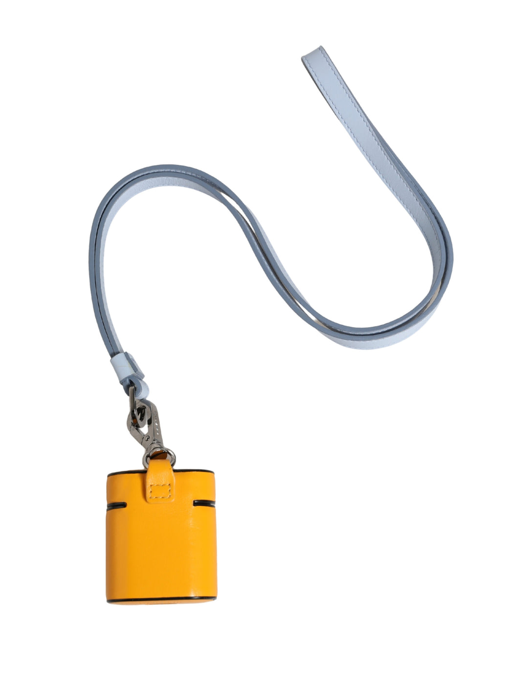 Dolce &amp; Gabbana Case Yellow Calf Leather Logo Flip Holder Strap Airpods