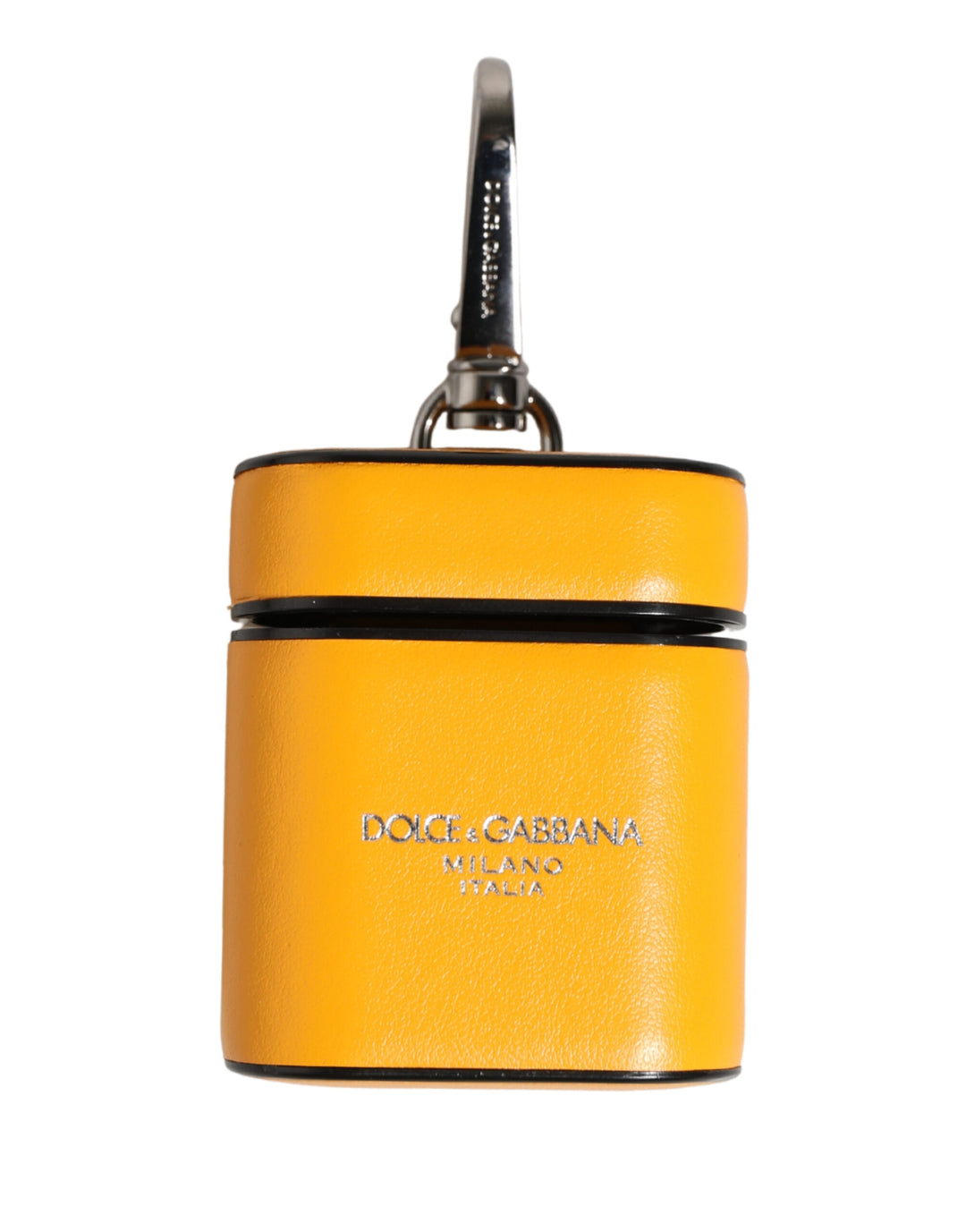 Dolce &amp; Gabbana Case Yellow Calf Leather Logo Flip Holder Strap Airpods