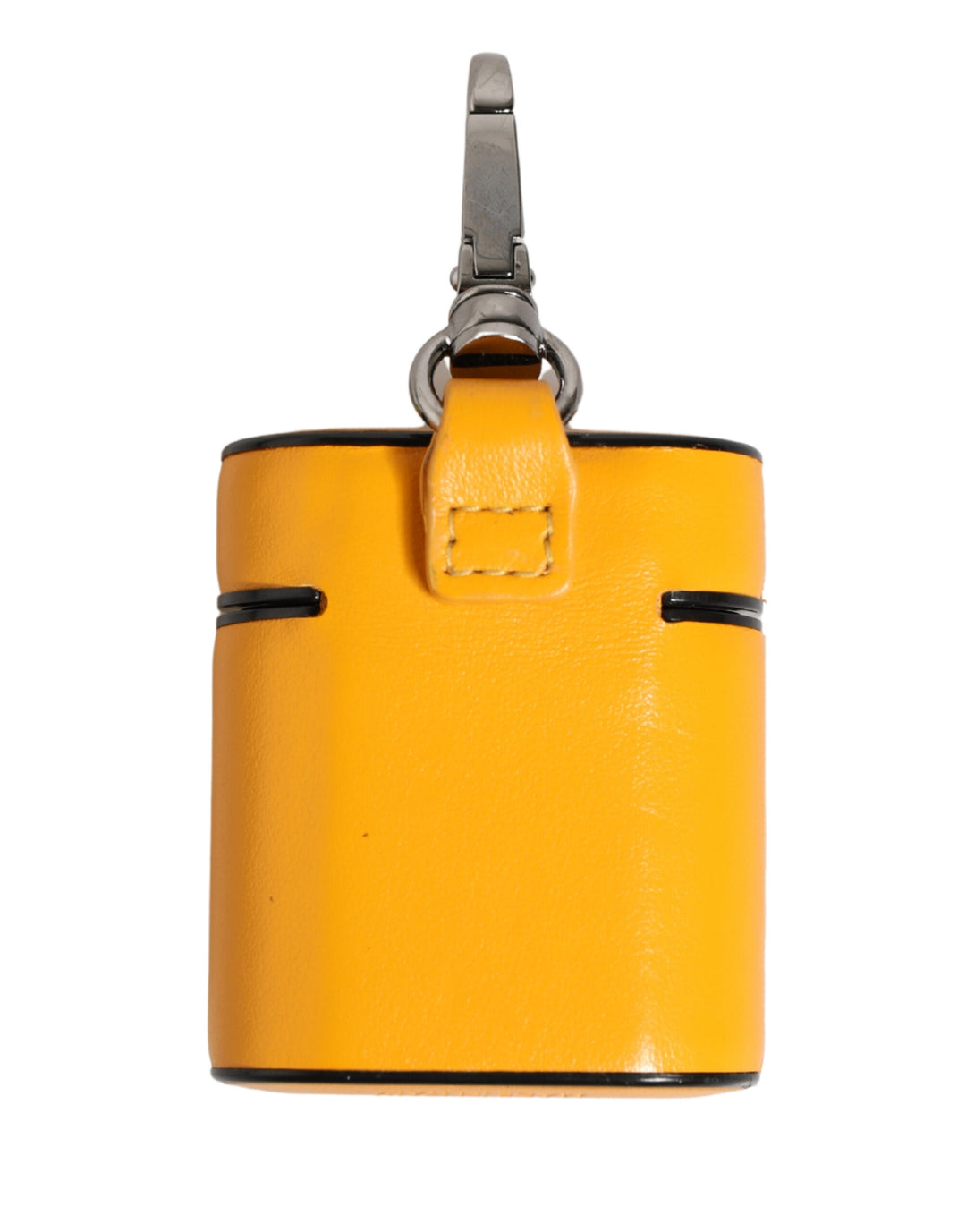 Dolce &amp; Gabbana Case Yellow Calf Leather Logo Flip Holder Strap Airpods