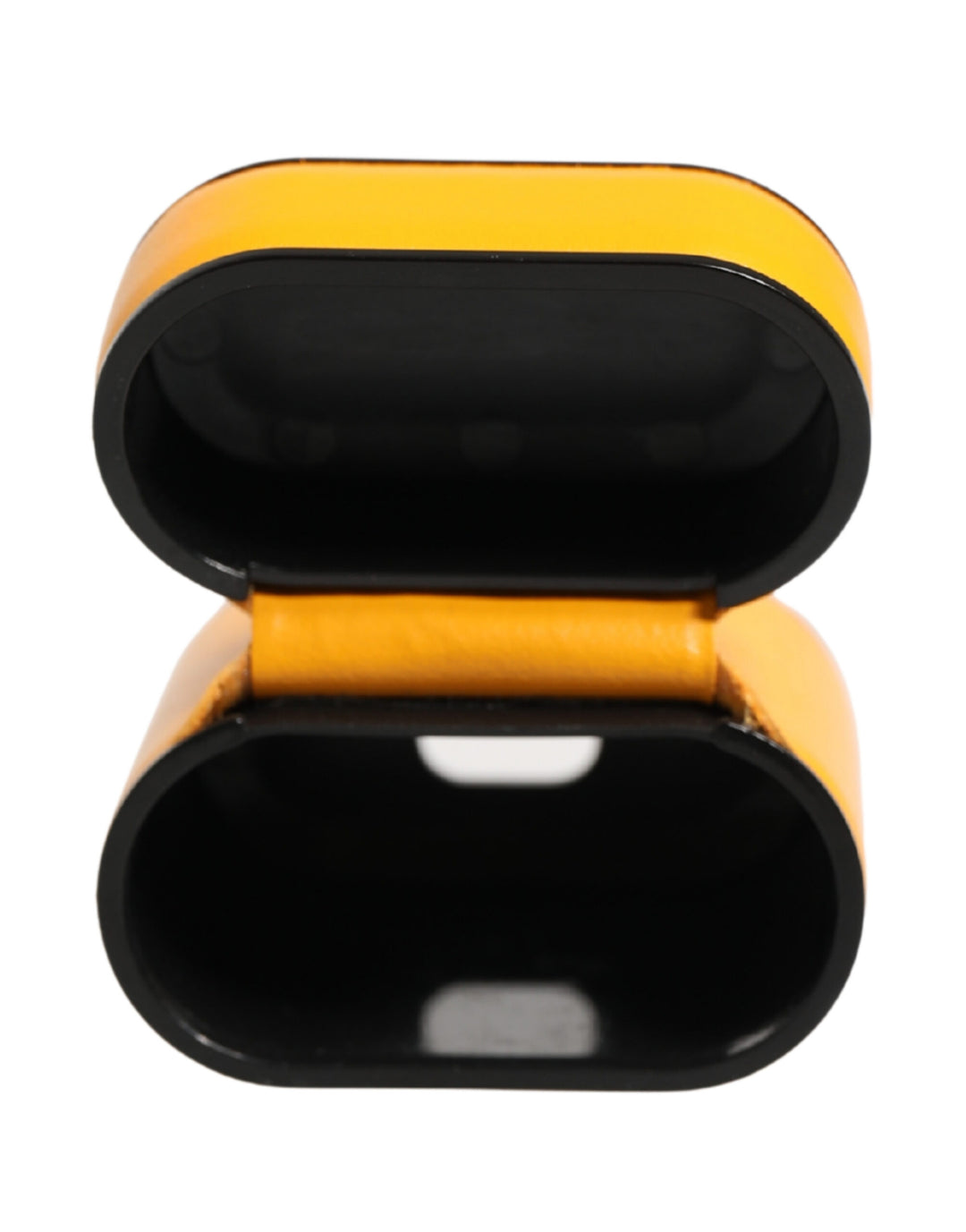 Dolce &amp; Gabbana Case Yellow Calf Leather Logo Flip Holder Strap Airpods
