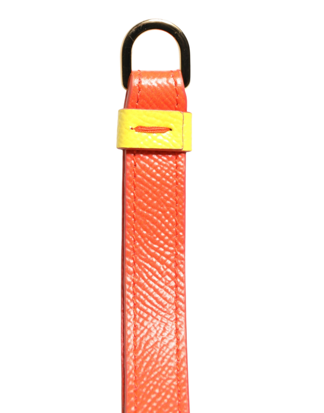 Dolce &amp; Gabbana Yellow Calf Leather Logo Flip Holder Strap Airpods Case