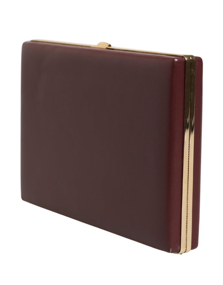 Dolce &amp; Gabbana Brown Calfskin Leather Clutch Evening Women Purse Bag