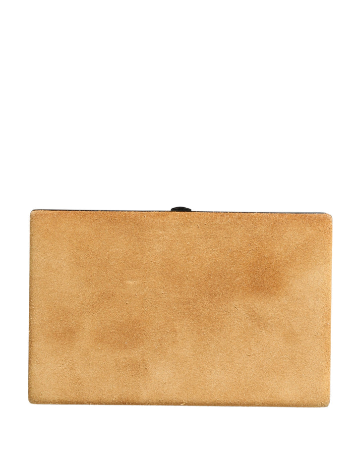 Dolce &amp; Gabbana Beige Velvet Calf Leather Clutch Evening Women Purse Bag