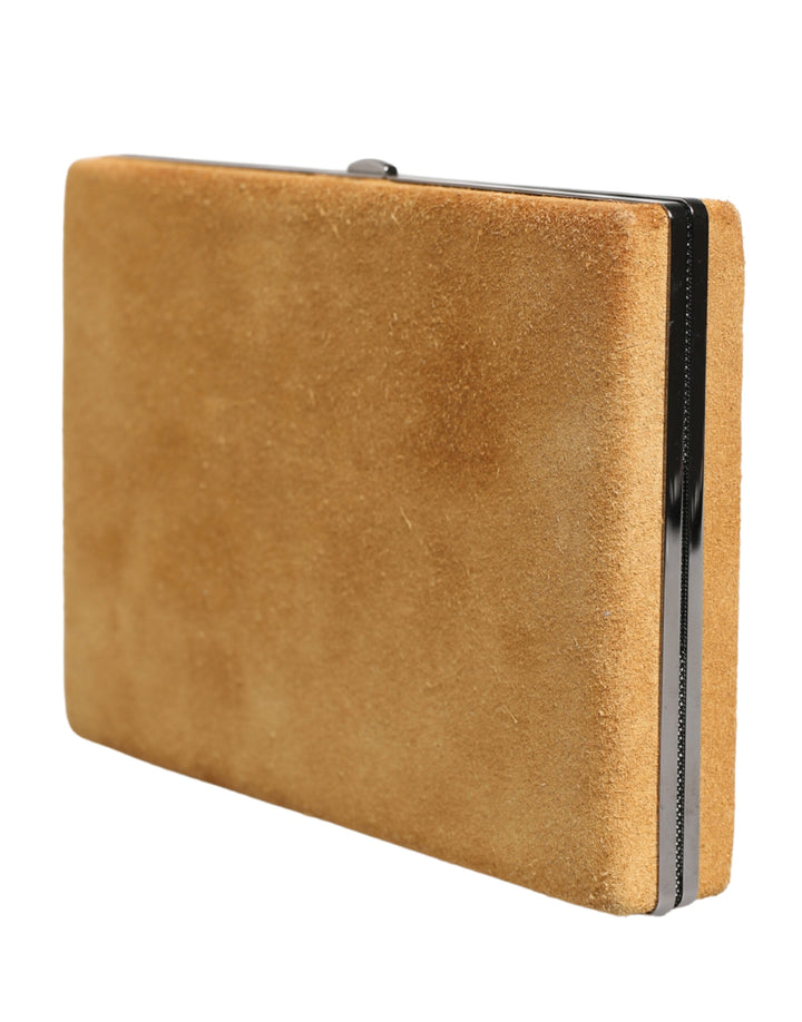 Dolce &amp; Gabbana Beige Velvet Calf Leather Clutch Evening Women Purse Bag