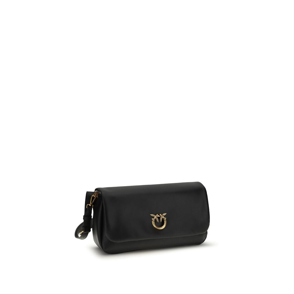 PINKO - Black Calf Leather Bos Taurus Shoulder Bag