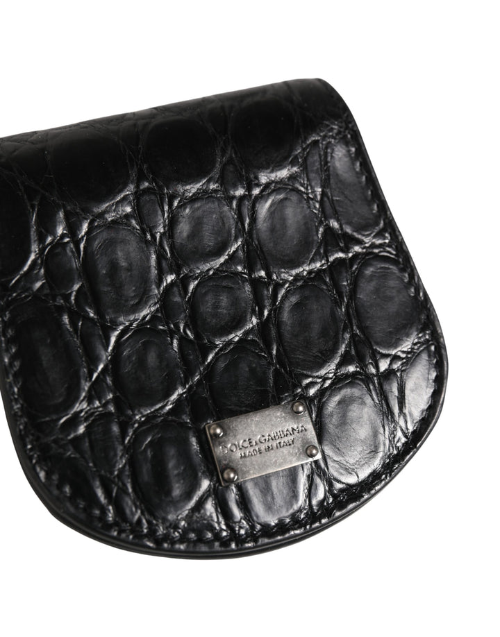 Dolce &amp; Gabbana Black Exotic Skin Condom Case Holder Pocket Wallet