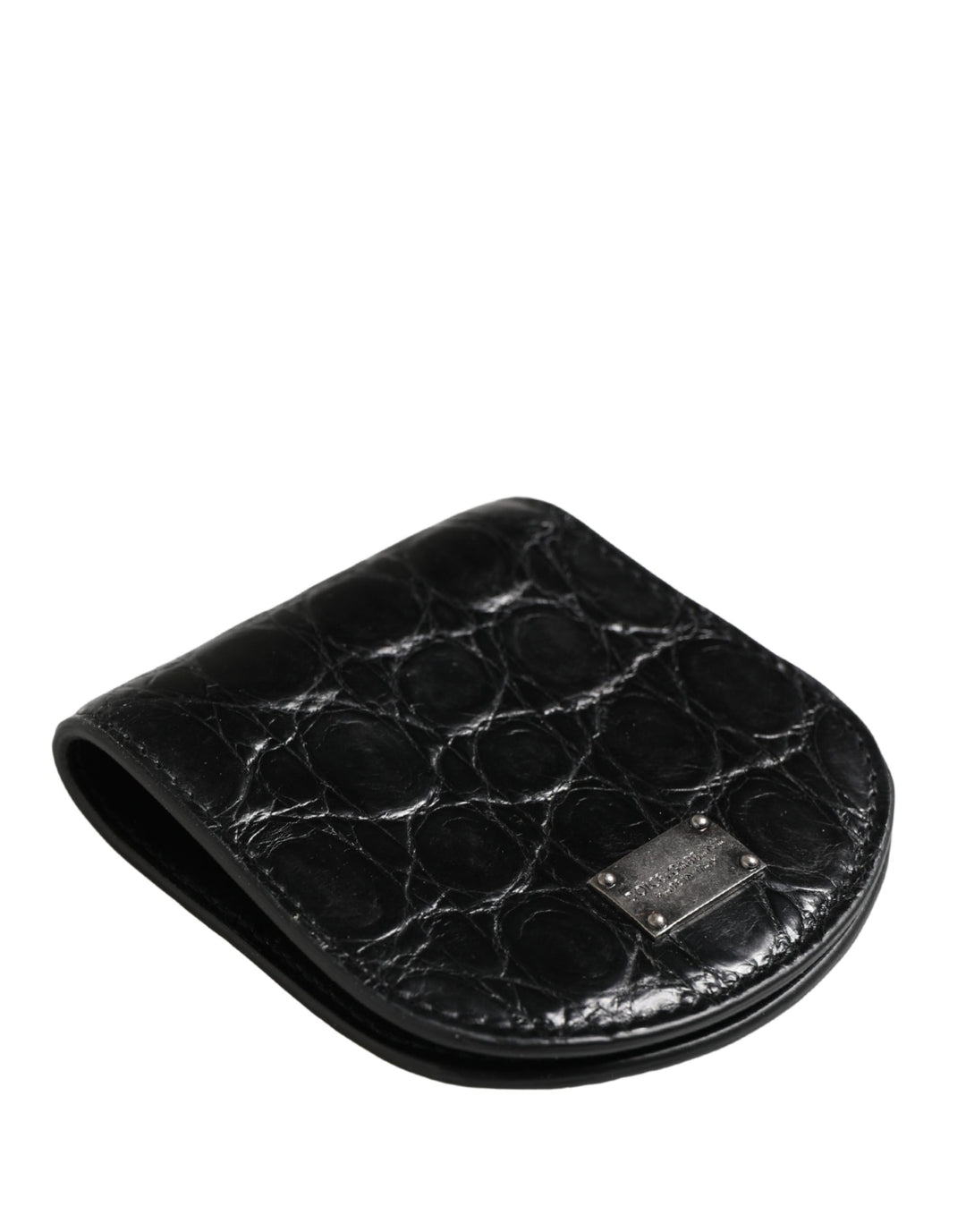 Dolce &amp; Gabbana Black Exotic Skin Condom Case Holder Pocket Wallet