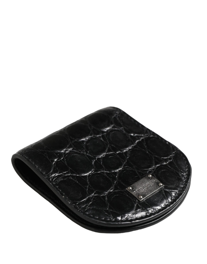Dolce &amp; Gabbana Black Exotic Skin Condom Case Holder Pocket Wallet