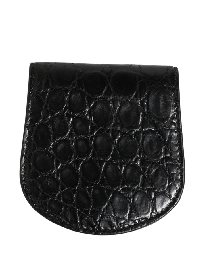 Dolce &amp; Gabbana Black Exotic Skin Condom Case Holder Pocket Wallet