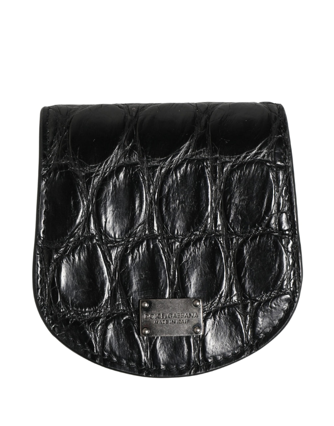 Dolce &amp; Gabbana Black Exotic Skin Condom Case Holder Pocket Wallet
