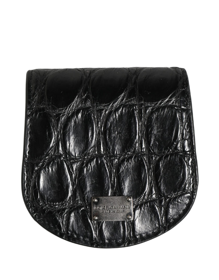 Dolce &amp; Gabbana Black Exotic Skin Condom Case Holder Pocket Wallet
