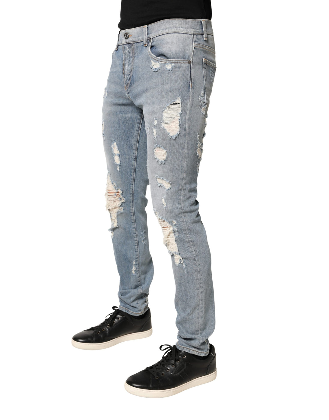 Dolce &amp; Gabbana Light Blue Distressed Skinny Men Denim Jeans