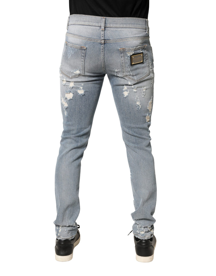 Dolce &amp; Gabbana Light Blue Distressed Skinny Men Denim Jeans