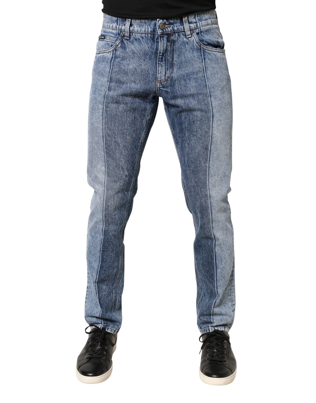 Dolce &amp; Gabbana Two Tone Blue Cotton Regular Men Denim Jeans