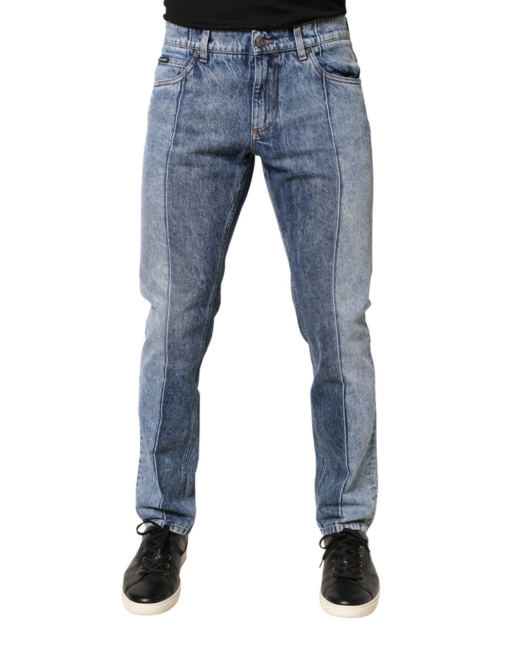 Dolce &amp; Gabbana Two Tone Blue Cotton Regular Men Denim Jeans