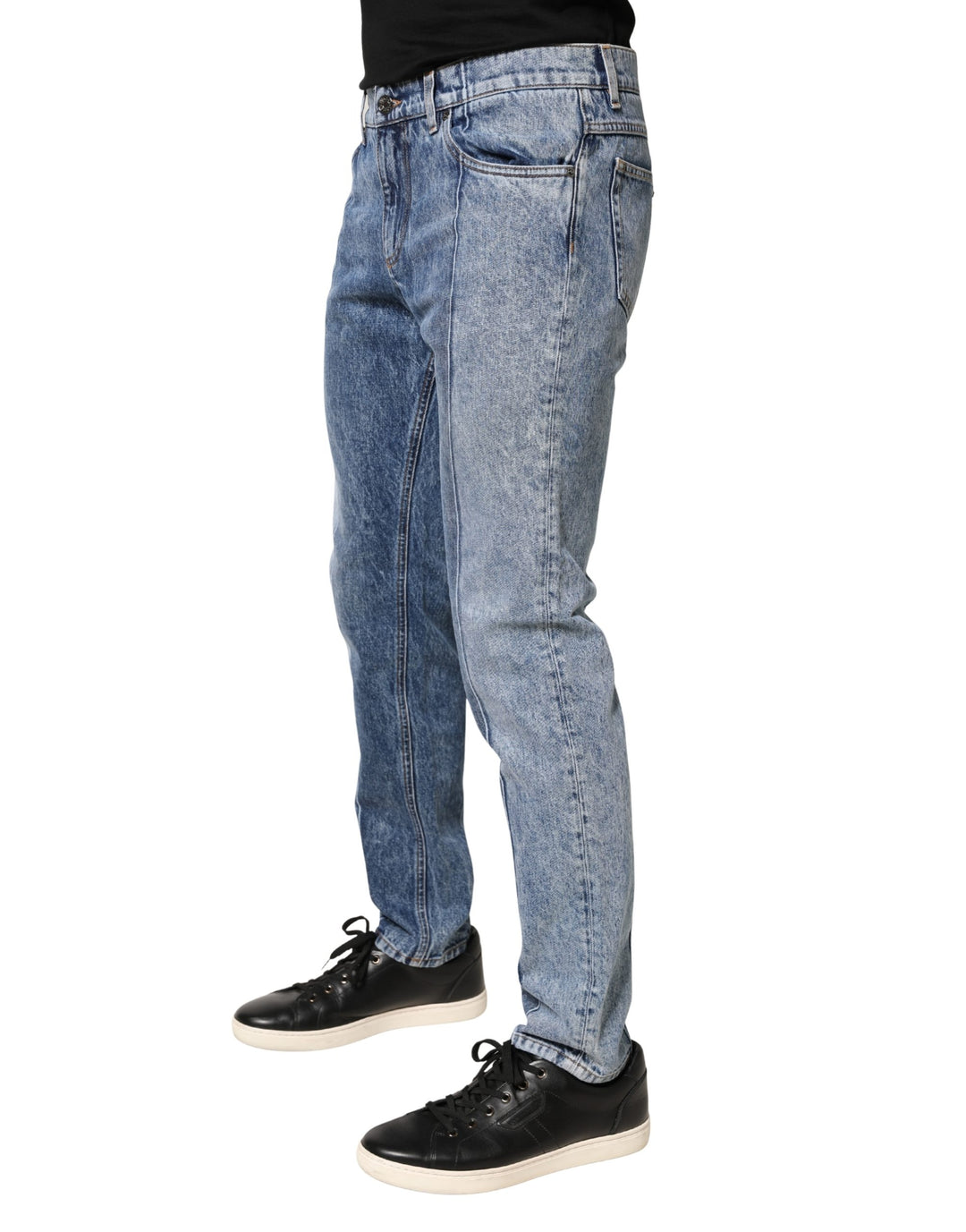 Dolce &amp; Gabbana Two Tone Blue Cotton Regular Men Denim Jeans