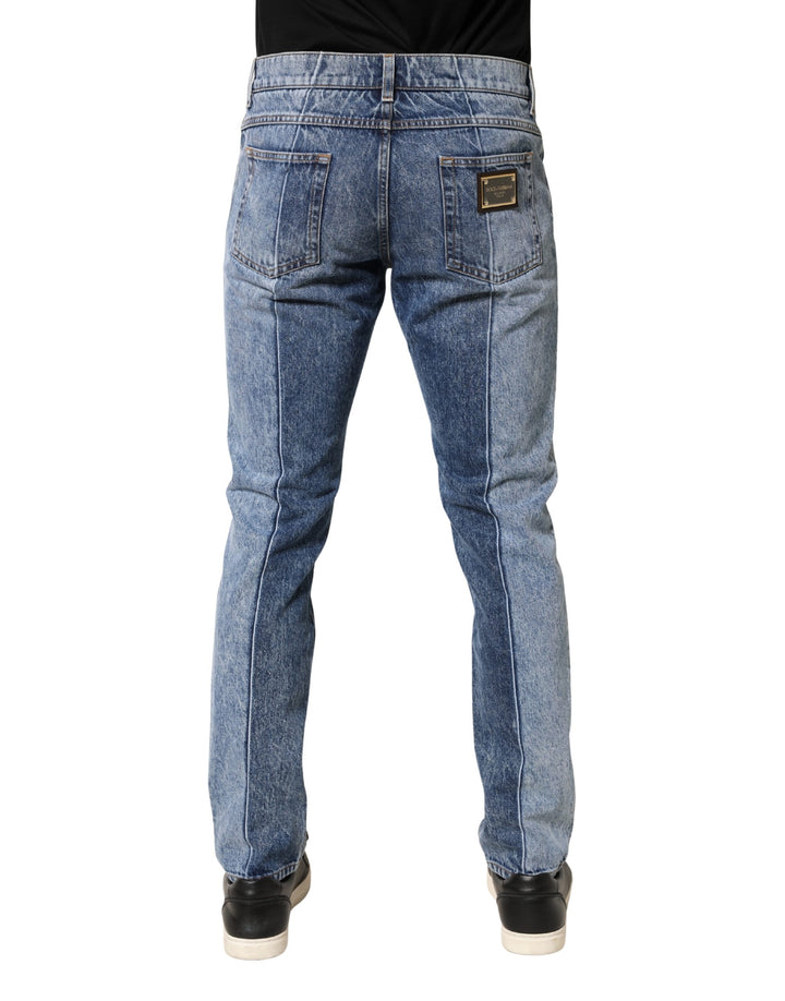 Dolce &amp; Gabbana Two Tone Blue Cotton Regular Men Denim Jeans