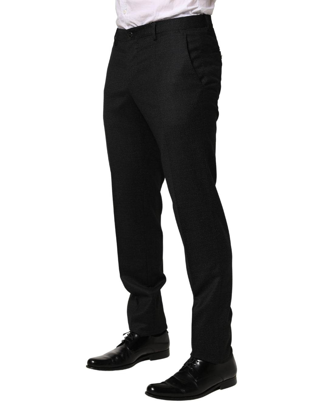 Dolce &amp; Gabbana Black Wool Skinny Men Dress Trouser Pants