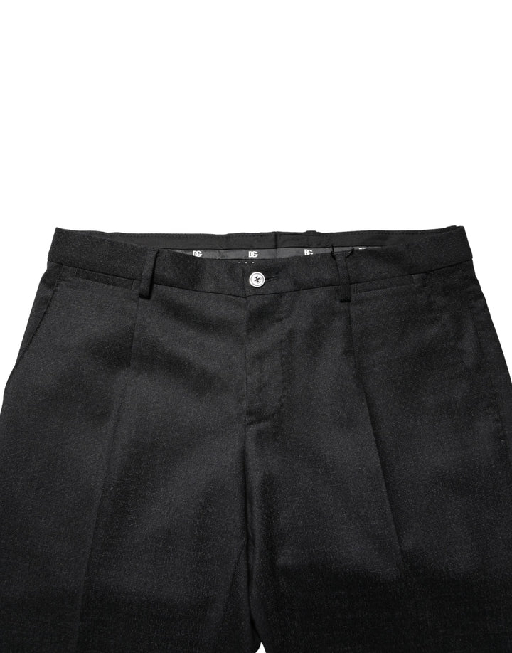 Dolce &amp; Gabbana Black Wool Skinny Men Dress Trouser Pants