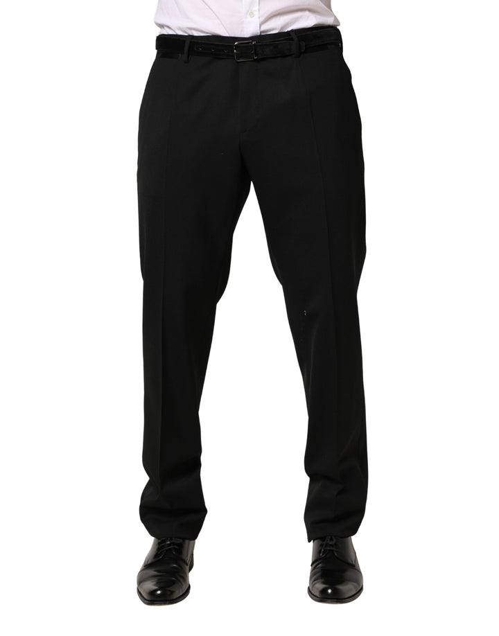 Dolce &amp; Gabbana Black Wool Skinny Men Dress Trouser Pants