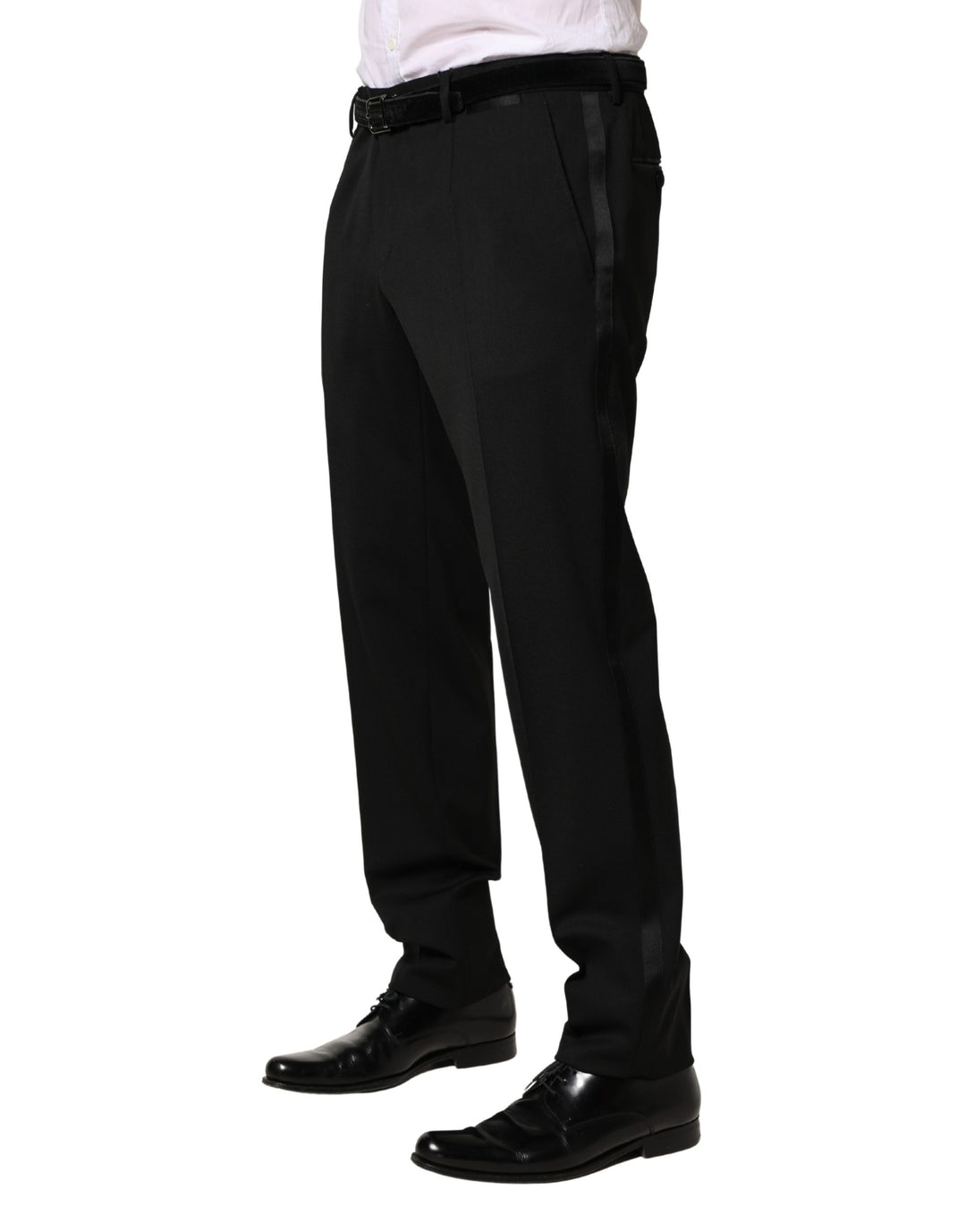 Dolce &amp; Gabbana Black Wool Skinny Men Dress Trouser Pants