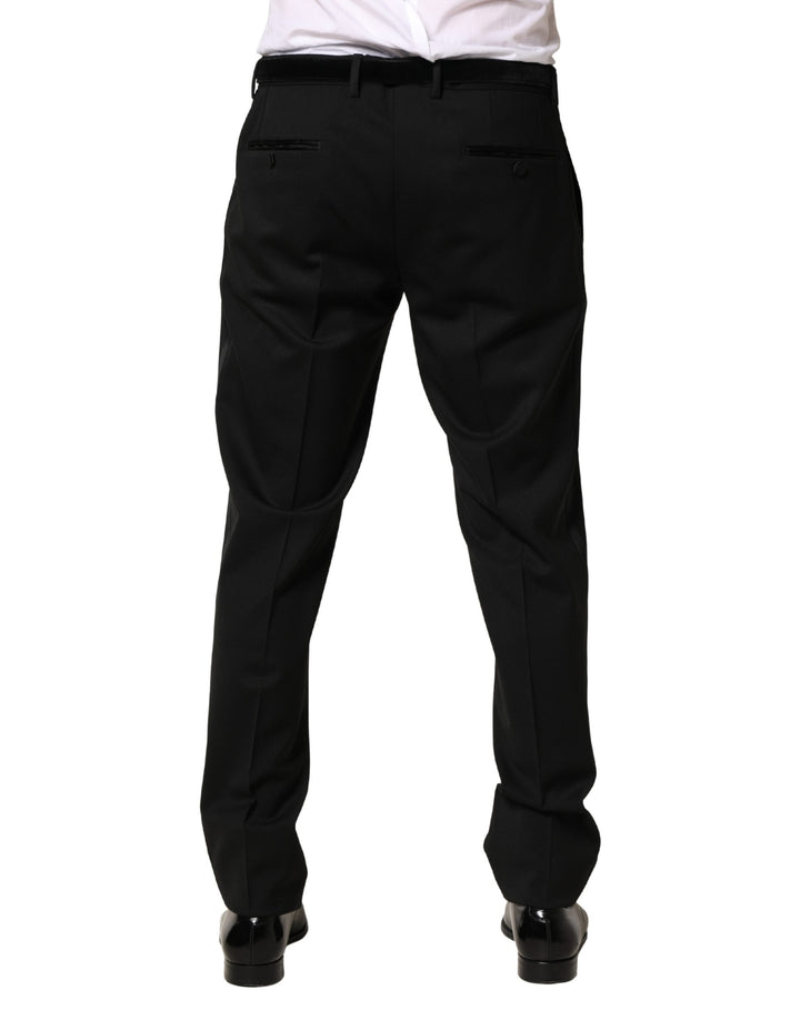 Dolce &amp; Gabbana Black Wool Skinny Men Dress Trouser Pants
