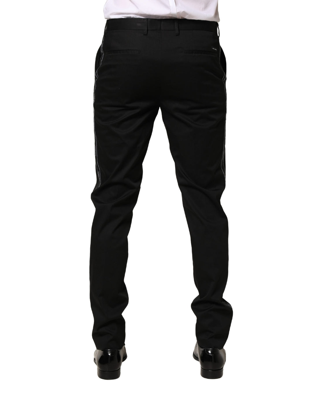 Dolce &amp; Gabbana Black Cotton Skinny Men Dress Trouser Pants