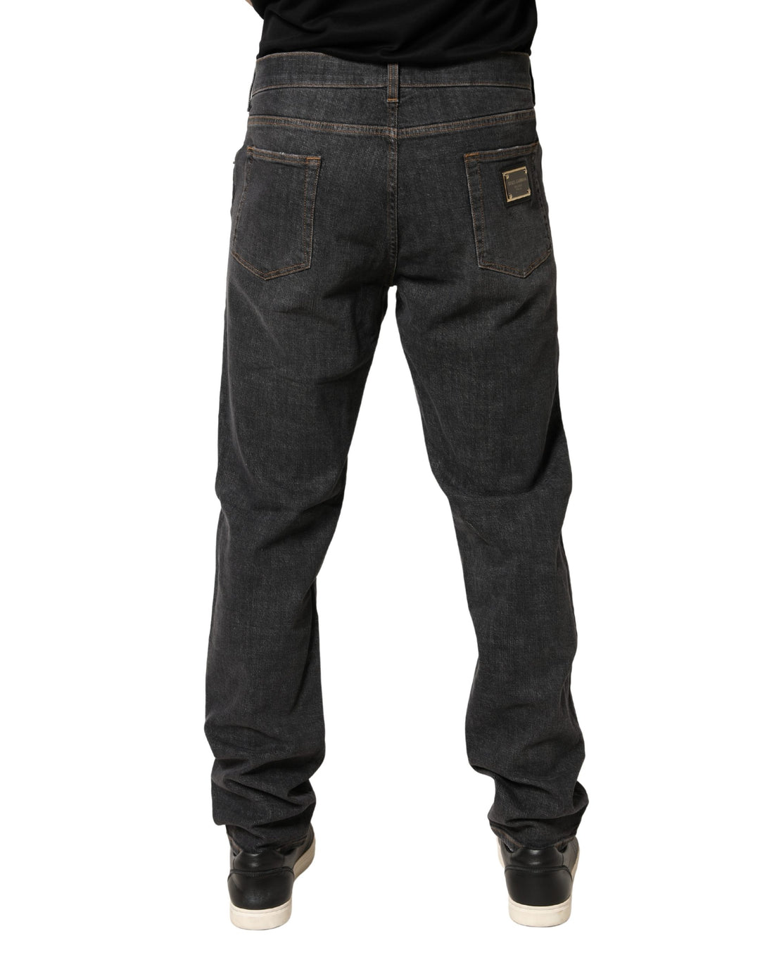 Dolce &amp; Gabbana Dark Gray Slim Fit Cotton Men Denim Jeans