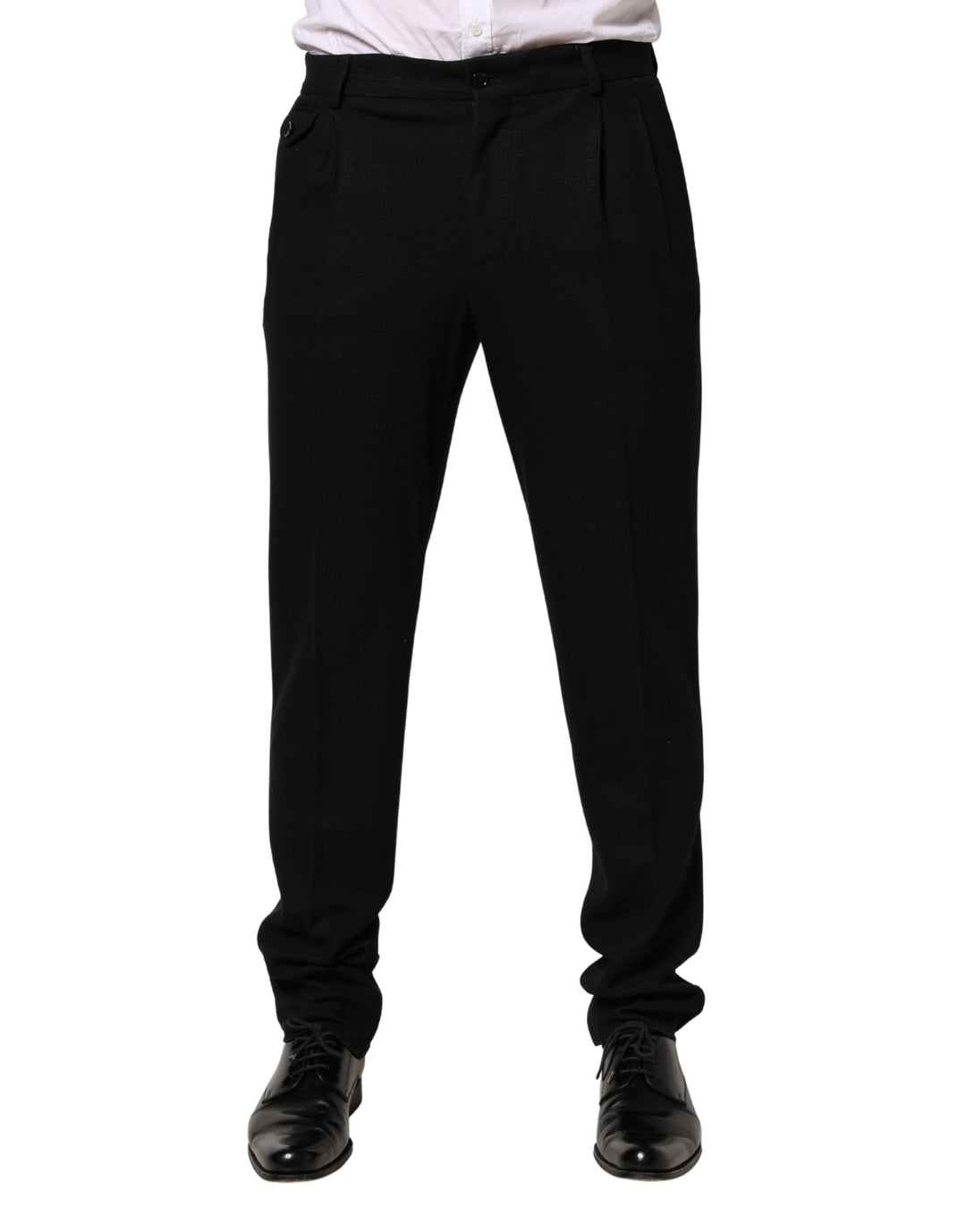 Dolce &amp; Gabbana Black Wool Skinny Men Dress Trouser Pants