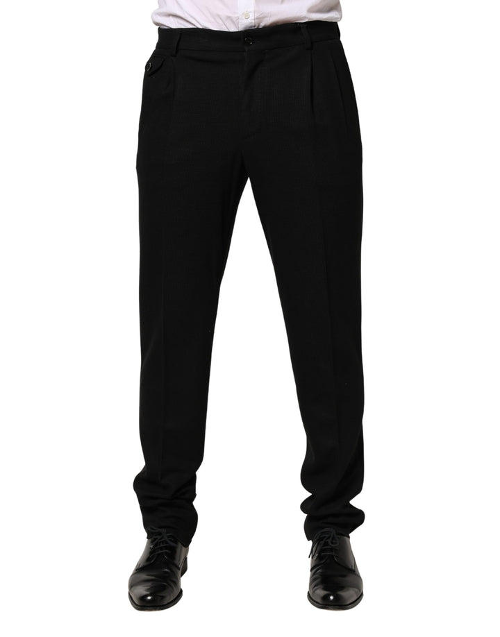 Dolce &amp; Gabbana Black Wool Skinny Men Dress Trouser Pants
