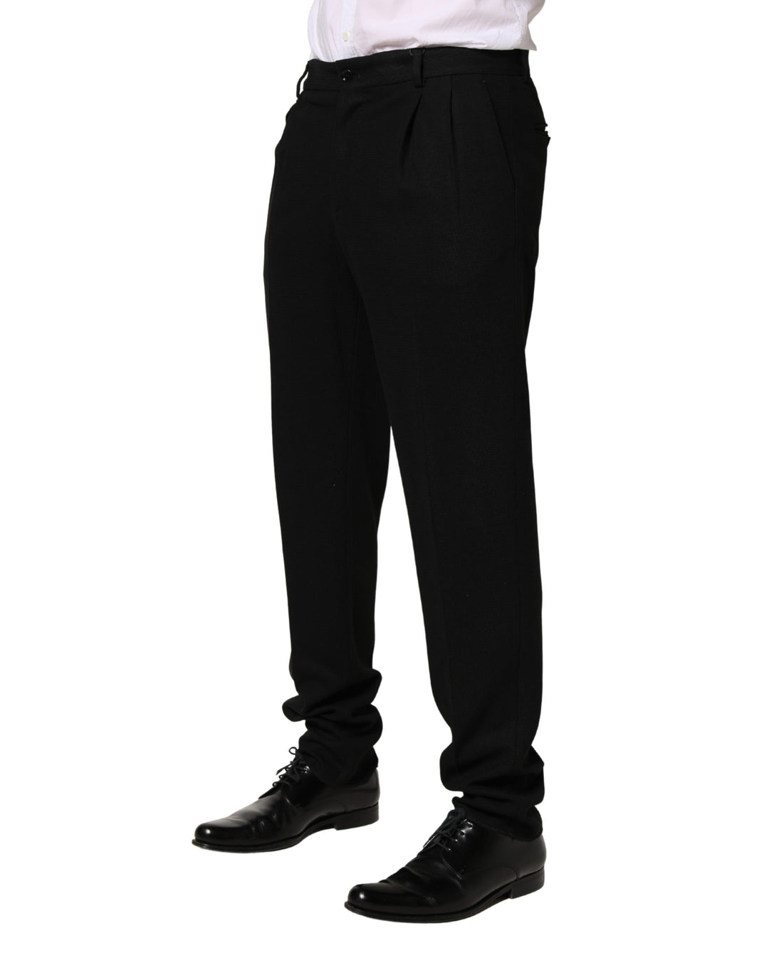Dolce &amp; Gabbana Black Wool Skinny Men Dress Trouser Pants