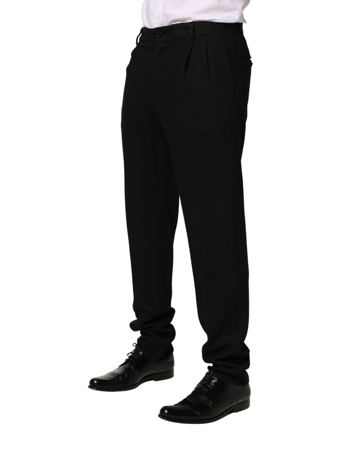 Dolce &amp; Gabbana Black Wool Skinny Men Dress Trouser Pants