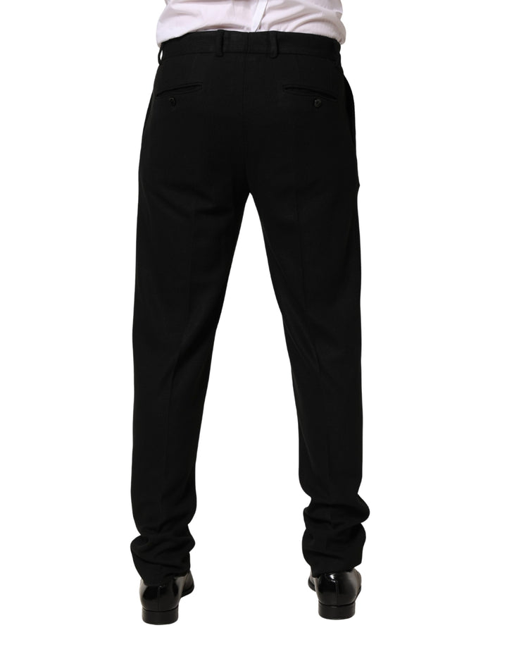 Dolce &amp; Gabbana Black Wool Skinny Men Dress Trouser Pants